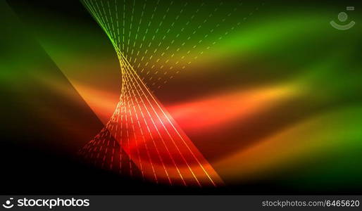 Smooth light effect, straight lines on glowing shiny neon dark background. Energy technology idea. Smooth light effect, straight lines on glowing shiny neon dark background. Energy technology idea. Vector illustration