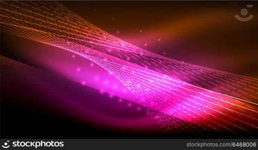 Smooth light effect, straight lines on glowing shiny neon dark background. Energy technology idea. Smooth light effect, straight lines on glowing shiny neon dark background. Energy technology idea. Vector illustration