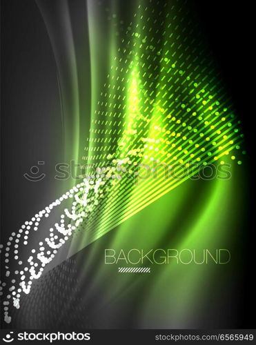 Smooth light effect, straight lines on glowing shiny neon dark background. Energy technology idea. Smooth light effect, straight lines on glowing shiny neon dark background. Energy technology idea. Vector illustration