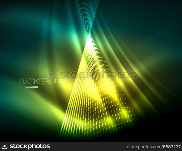 Smooth light effect, straight lines on glowing shiny neon dark background. Energy technology idea. Smooth light effect, straight lines on glowing shiny neon dark background. Energy technology idea. Vector illustration