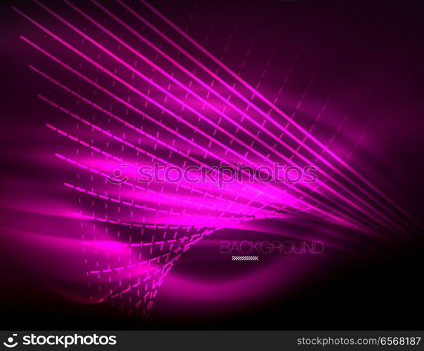 Smooth light effect, straight lines on glowing shiny neon dark background. Energy technology idea. Smooth light effect, straight lines on glowing shiny neon dark background. Energy technology idea. Vector illustration