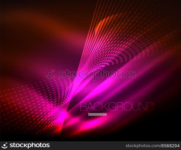 Smooth light effect, straight lines on glowing shiny neon dark background. Energy technology idea. Smooth light effect, straight lines on glowing shiny neon dark background. Energy technology idea. Vector illustration