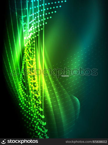 Smooth light effect, straight lines on glowing shiny neon dark background. Energy technology idea. Smooth light effect, straight lines on glowing shiny neon dark background. Energy technology idea. Vector illustration