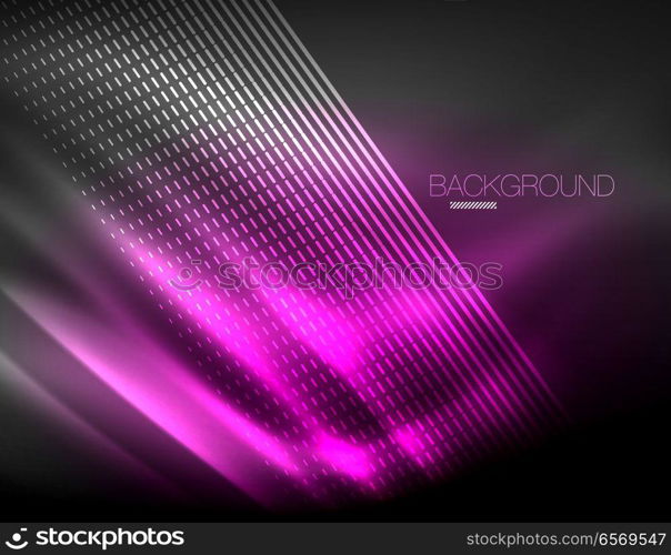 Smooth light effect, straight lines on glowing shiny neon dark background. Energy technology idea. Smooth light effect, straight lines on glowing shiny neon dark background. Energy technology idea. Vector illustration