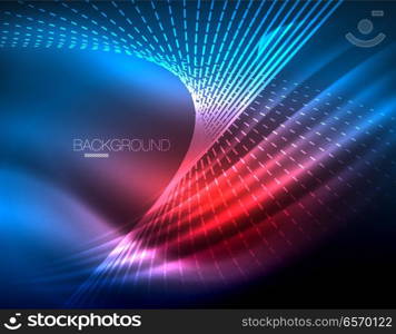 Smooth light effect, straight lines on glowing shiny neon dark background. Energy technology idea. Smooth light effect, straight lines on glowing shiny neon dark background. Energy technology idea. Vector illustration