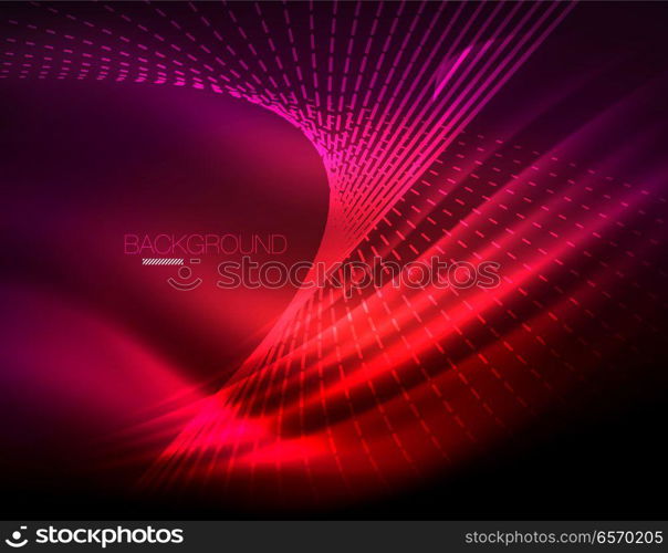 Smooth light effect, straight lines on glowing shiny neon dark background. Energy technology idea. Smooth light effect, straight lines on glowing shiny neon dark background. Energy technology idea. Vector illustration