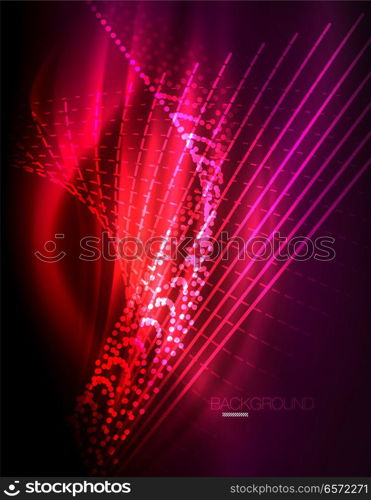 Smooth light effect, straight lines on glowing shiny neon dark background. Energy technology idea. Smooth light effect, straight lines on glowing shiny neon dark background. Energy technology idea. Vector illustration