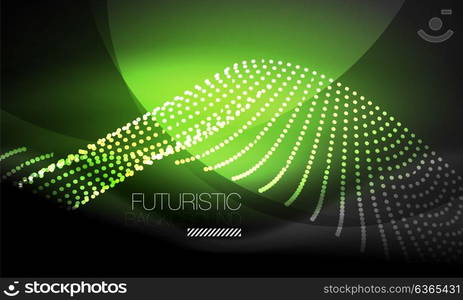 Smooth neon wave. Smooth smoke particle wave, big data techno background with glowing flowing elements, hi-tech concept