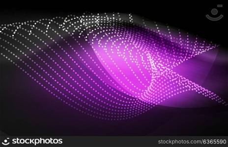 Smooth neon wave. Smooth smoke particle wave, big data techno background with glowing flowing elements, hi-tech concept