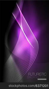 Smooth neon wave. Smooth smoke particle wave, big data techno background with glowing flowing elements, hi-tech concept