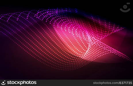 Smooth neon wave. Smooth smoke particle wave, big data techno background with glowing flowing elements, hi-tech concept