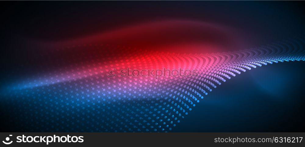 Smooth smoke particle wave. Smooth smoke particle wave, big data techno background with glowing dots, hi-tech concept