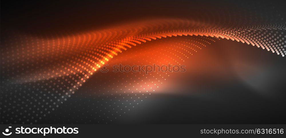 Smooth smoke particle wave. Smooth smoke particle wave, big data techno background with glowing dots, hi-tech concept