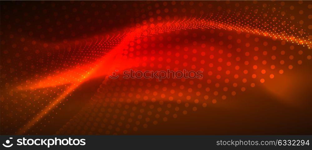 Smooth smoke particle wave. Smooth smoke particle wave, big data techno background with glowing dots, hi-tech concept