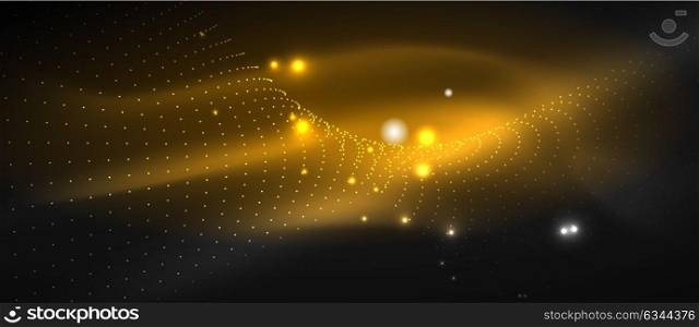 Smooth smoke particle wave. Smooth smoke particle wave, big data techno background with glowing dots, hi-tech concept