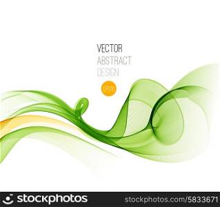 Smooth wave stream line abstract header layout. Vector illustration. Vector Abstract Green curved lines background. Template brochure design.