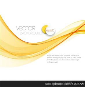 Smooth wave stream line abstract header layout. Vector illustration. Vector Abstract Orange curved lines background. Template brochure design.