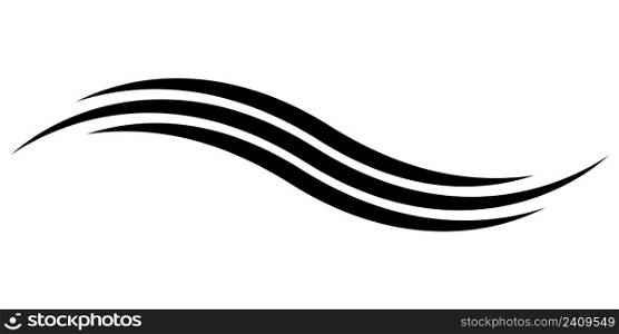 Smooth wavy stripes logo template calligraphic graceful lines