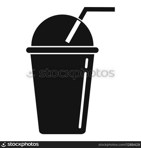 Smoothie plastic cup icon. Simple illustration of smoothie plastic cup vector icon for web design isolated on white background. Smoothie plastic cup icon, simple style