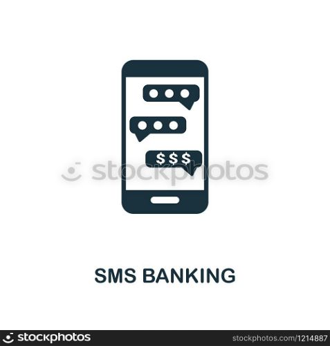 Sms Banking creative icon. Simple element illustration. Sms Banking concept symbol design from personal finance collection. Can be used for mobile and web design, apps, software, print.. Sms Banking icon. Line style icon design from personal finance icon collection. UI. Pictogram of sms banking icon. Ready to use in web design, apps, software, print.
