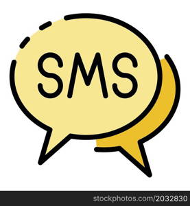 SMS bubbles icon. Outline SMS bubbles vector icon color flat isolated. SMS bubbles icon color outline vector