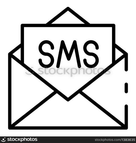 SMS in envelope icon. Outline SMS in envelope vector icon for web design isolated on white background. SMS in envelope icon, outline style