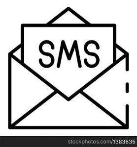SMS in envelope icon. Outline SMS in envelope vector icon for web design isolated on white background. SMS in envelope icon, outline style