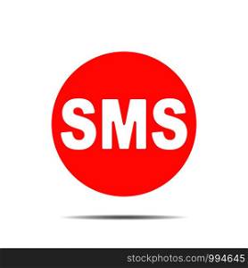 Sms inscription icon with shadow. Vector eps10