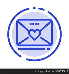 Sms, Love, Wedding, Heart Blue Dotted Line Line Icon