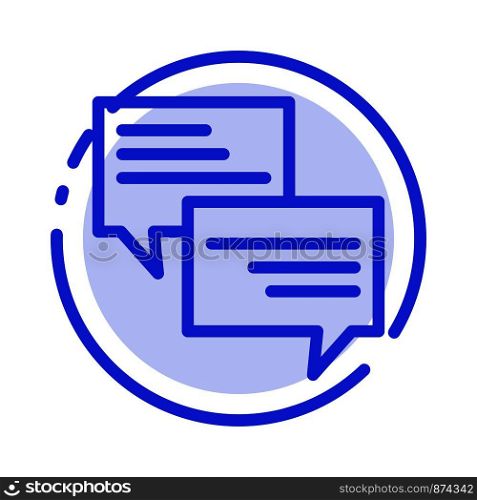 Sms, Message, Popup, Bubble, Chat Blue Dotted Line Line Icon