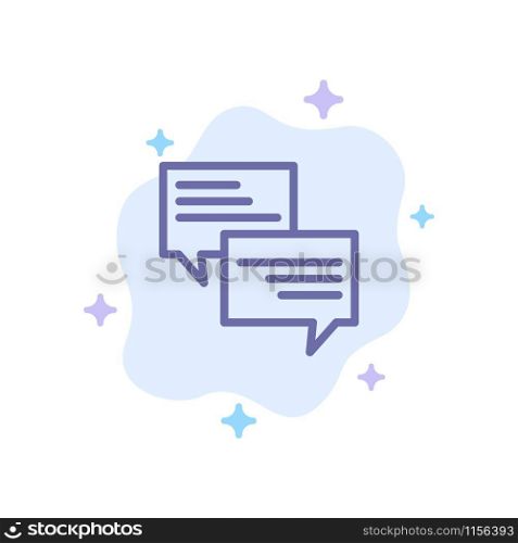 Sms, Message, Popup, Bubble, Chat Blue Icon on Abstract Cloud Background