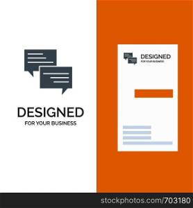 Sms, Message, Popup, Bubble, Chat Grey Logo Design and Business Card Template