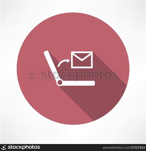 SMS on Laptop icon. Flat modern style vector illustration