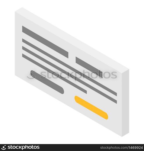 Sms text icon. Isometric of sms text vector icon for web design isolated on white background. Sms text icon, isometric style