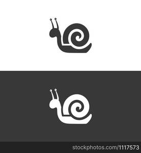 Snail. Icon on black and white background. Animal flat vector illustration