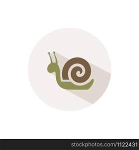 Snail. Icon with shadow on a beige circle. Fall flat vector illustration
