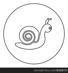 Snail mollusc icon in circle round black color vector illustration image outline contour line thin style simple. Snail mollusc icon in circle round black color vector illustration image outline contour line thin style
