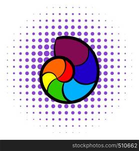 Snail rainbow icon in comics style on a white background . Snail rainbow icon, comics style