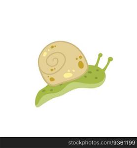 Snail with shell. Small green insect. Forest slow slimy animal.. Snail with shell. Small green insect.