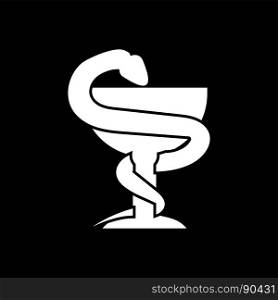 Snake and cup white color icon .. Snake and cup it is white color icon .