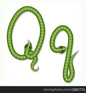 Snake font. Letter Q