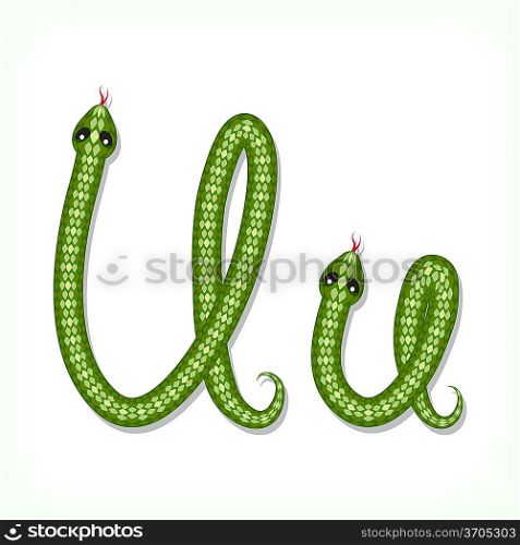 Snake font. Letter U
