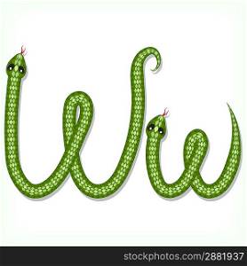 Snake font. Letter W
