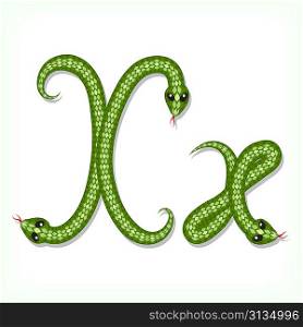 Snake font. Letter X