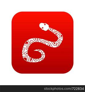 Snake icon digital red for any design isolated on white vector illustration. Snake icon digital red