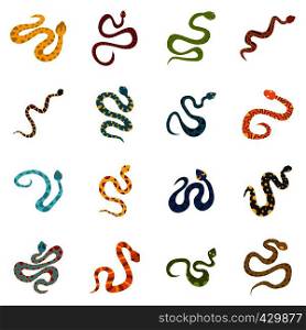 Snake icons set in flat style isolated vector illustration. Snake icons set in flat style