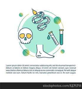 Snakebite consequences concept icon with text. Reptile poison effect, organism intoxication PPT page vector template. Brochure, magazine, booklet design element with linear illustrations