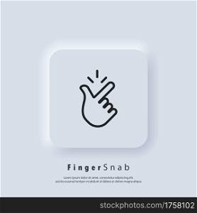 Snap of fingers. Finger snap icon. Easy icon. Finger snapping line sign. Vector. UI icon. Neumorphic UI UX white user interface web button.