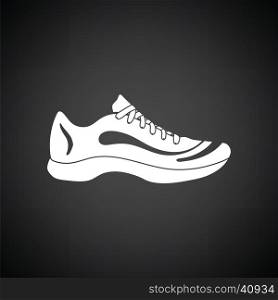 Sneaker icon. Black background with white. Vector illustration.