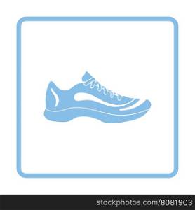 Sneaker icon. Blue frame design. Vector illustration.